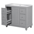 Contemporary Gray Bathroom Vanity Cabinet 36X18X34 Inches, 4 Drawers & 1 Cabinet Door, Multipurpose Storage, Resin Integrated Sink, Adjustable Shelves, Solid Wood Frame With Mdf Gray Modern Solid Wood Mdf Resin