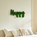 Happy Letter Art Moss Wall Decor Green Iron