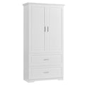 Tall Bathroom Storage Cabinet, Cabinet With Two Doors And Drawers, Adjustable Shelf, Mdf Board, White White Mdf