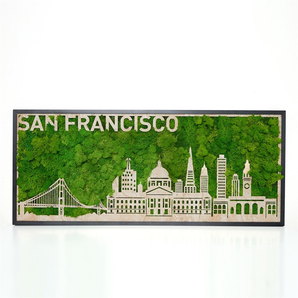 San Francisco Moss City Metal Wall Art Green Iron