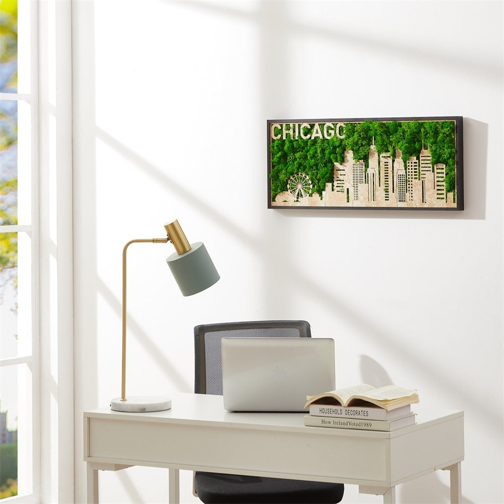 Chicago Moss City Metal Wall Art Green Iron