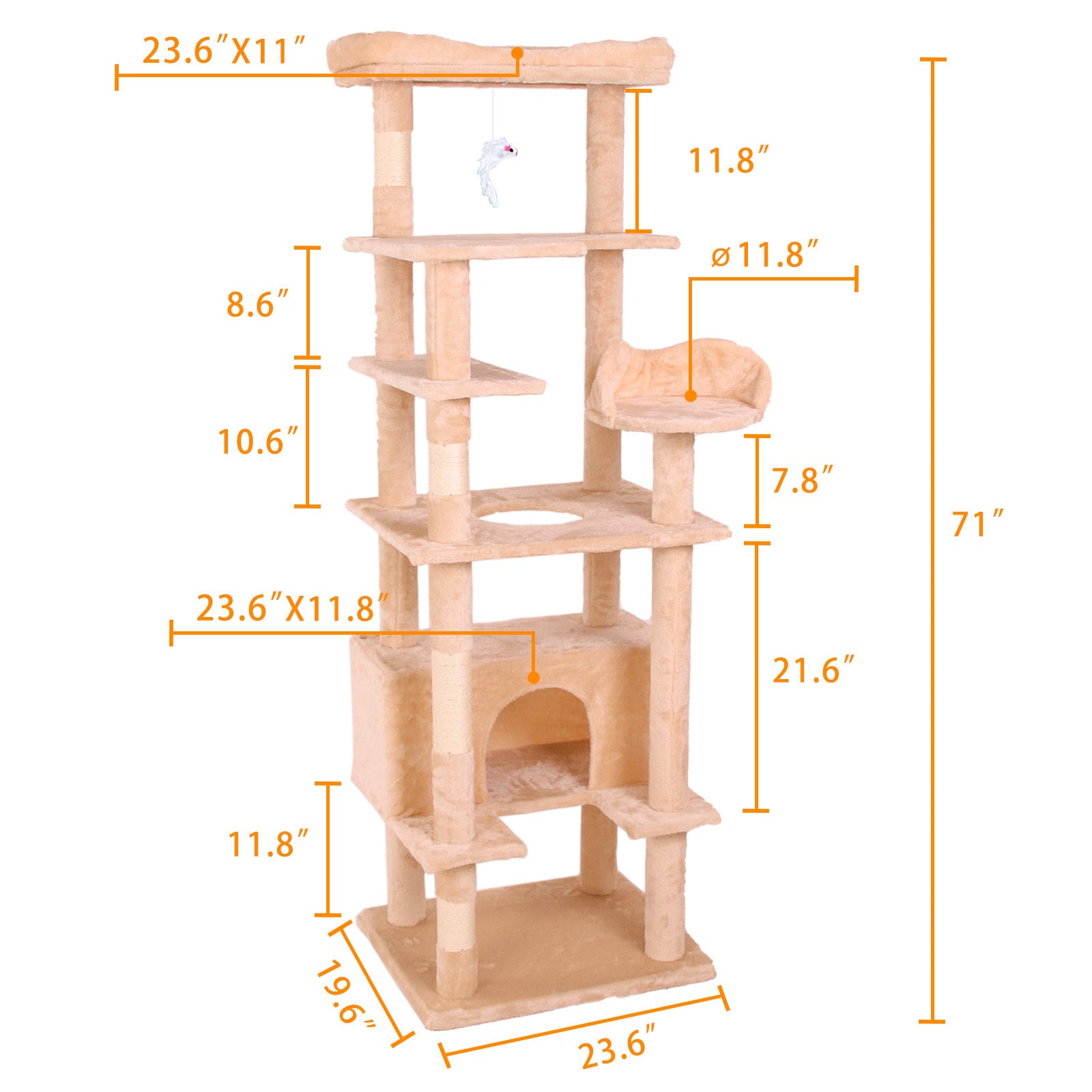 Cat Climbing Frame Cream White Altay Velvet