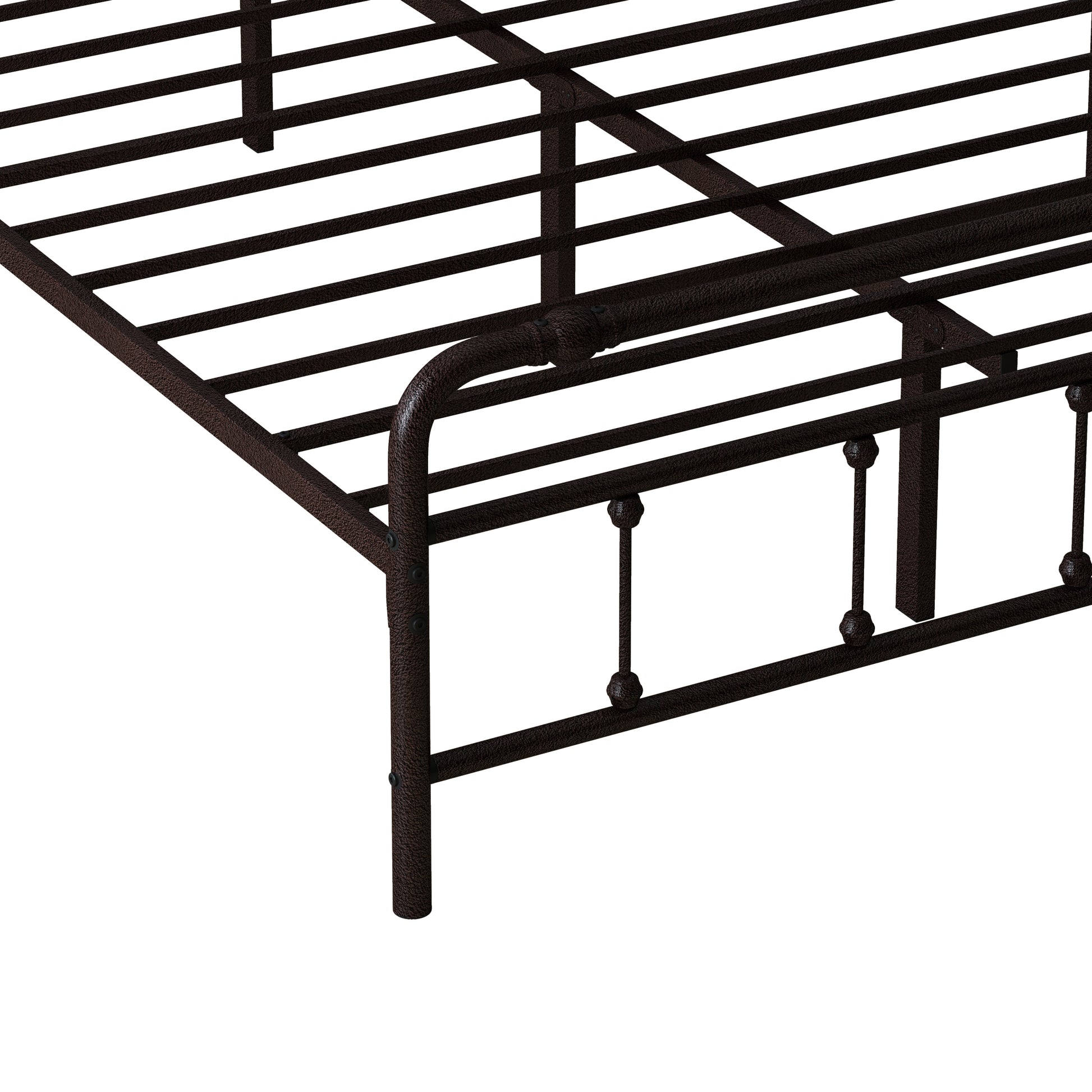 Queen Size Metal Platform Bed Frame With Victorian Style Wrought Iron Art Headboard Footboard Box Spring Not Required Queen Deep Rustic Brown Iron Bed Frame Iron