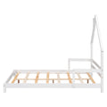 Full House Shaped Headboard Bed With Handrails ,Slats ,White Full White Wood Bedroom American Design Pine Bed Frame Pine