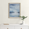 Framed Glass And Single Matted Abstract Landscape Coastal Wall Art Blue Polyester