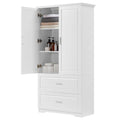 Tall Bathroom Storage Cabinet, Cabinet With Two Doors And Drawers, Adjustable Shelf, Mdf Board, White White Mdf