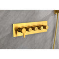 Wall Mounted Waterfall Rain Shower System With 3 Body Sprays & Handheld Shower Brushed Gold Wall Mounted Bathroom Brass