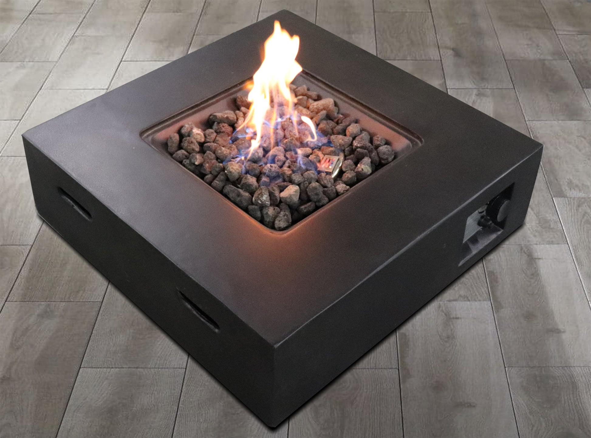 Living Source International Fiber Reinforced Concrete Propane Natural Gas Fire Pit Table Charcoal Charcoal Modern Concrete