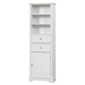 Tall Bathroom Storage Cabinet,Cabinet With One Door And Two Drawers, Freestanding Storage Adjustable Shelf, Mdf Board,White White Mdf