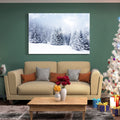 Framed Canvas Wall Art Decor Painting For Chrismas, Winter Pine Forest Chrismas Gift Painting For Chrismas Gift, Decoration For Chrismas Eve Living Room, Bedroom Decor 4028In Thickness 1.5Inch Rectangle Framed Multicolor Christmas Oversized 41In Canvas