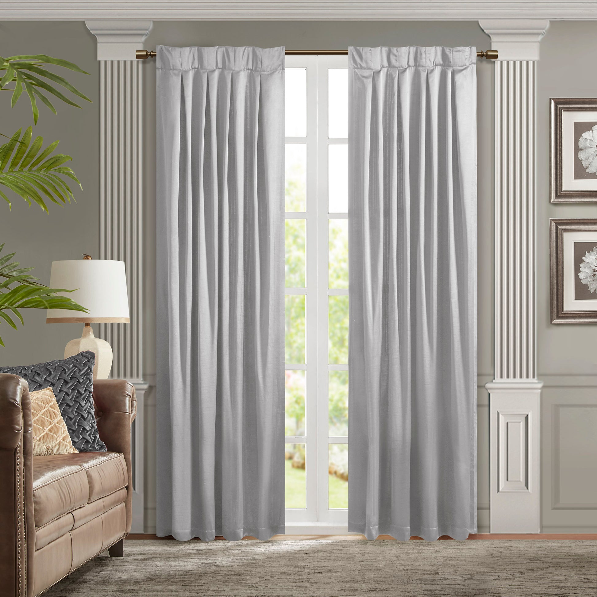 Pleat Curtain Panel With Tieback Only 1 Pc Panel Silver Polyester