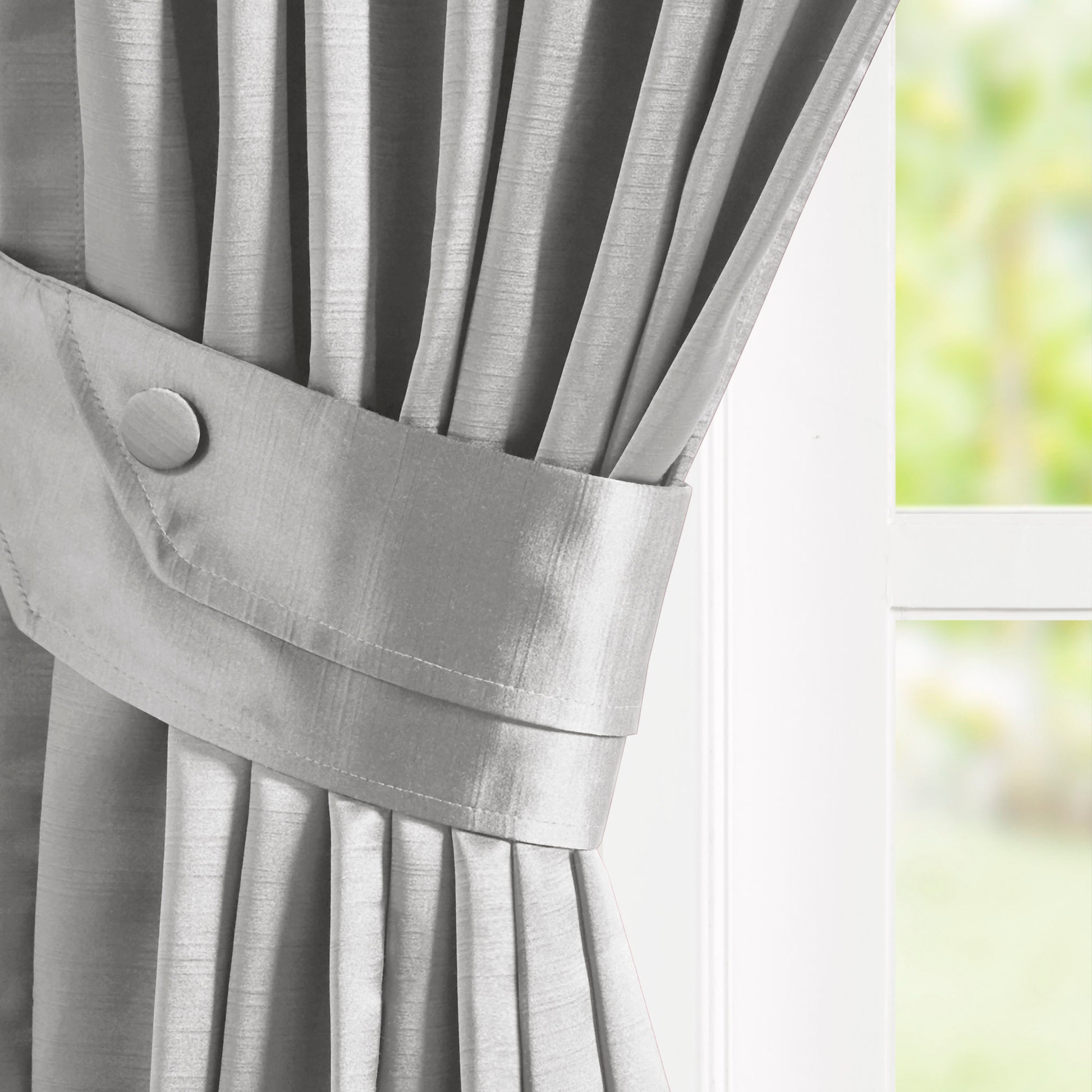 Pleat Curtain Panel With Tieback Only 1 Pc Panel Silver Polyester