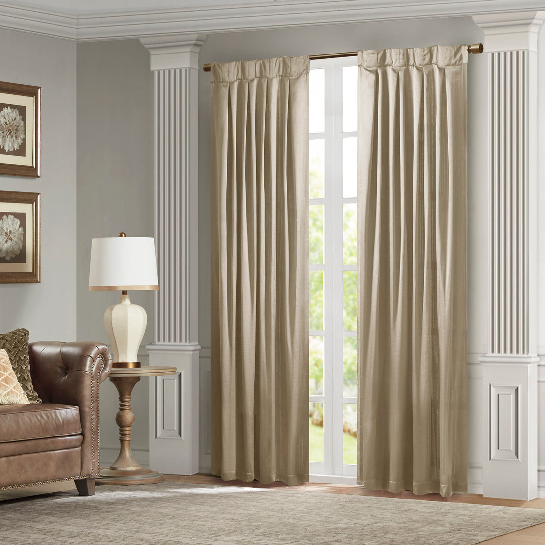 Pleat Curtain Panel With Tieback Only 1 Pc Panel Champagne Polyester