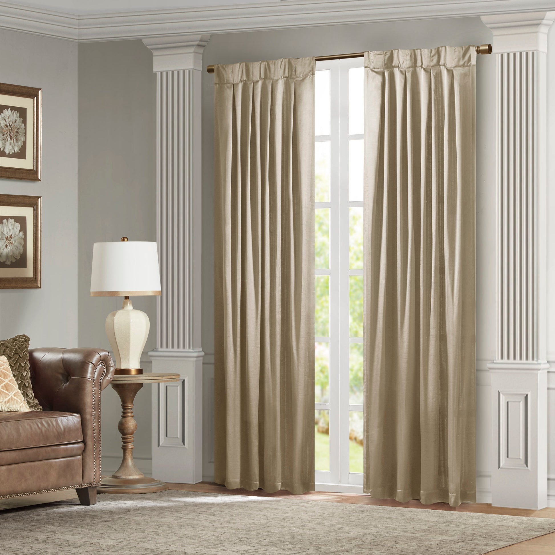 Pleat Curtain Panel With Tieback Only 1 Pc Panel Champagne Polyester