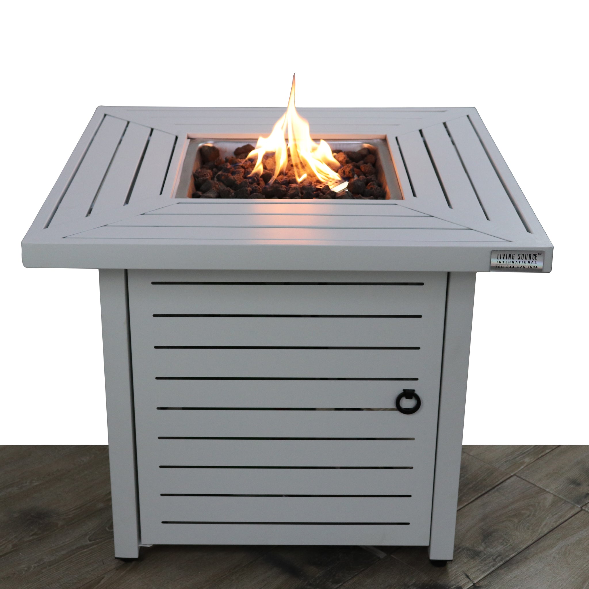 25" H X 30" W Steel Propane Natural Gas Fire Pit Table Antique Grey White Modern Steel Stainless Steel