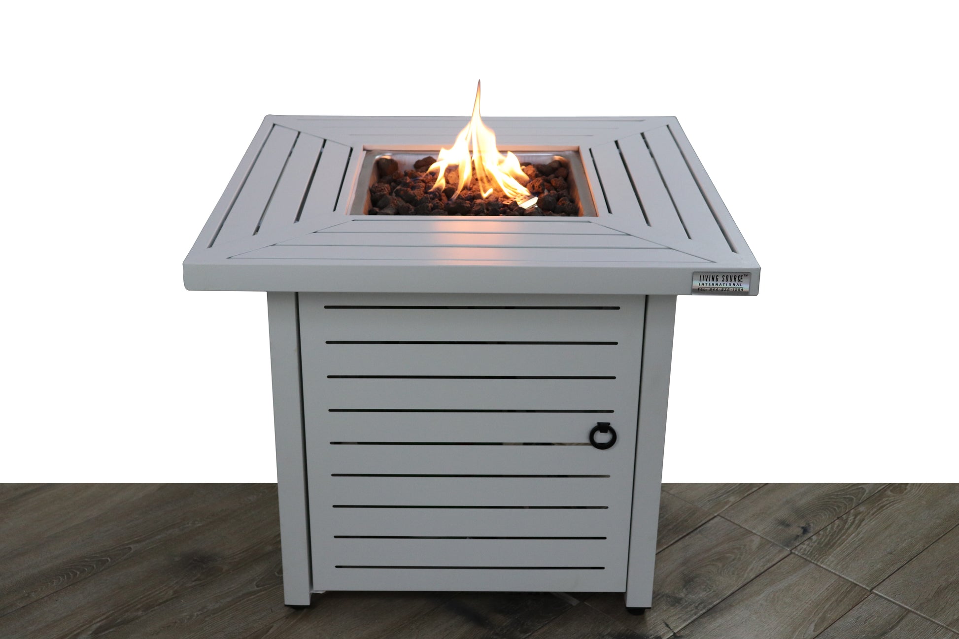 25" H X 30" W Steel Propane Natural Gas Fire Pit Table Antique Grey White Modern Steel Stainless Steel