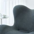 Modern Accent Chair And Ottoman Set, High Back Sherpa Blouce Fabric Armchair With Footstool For Living Room, Lounge, Bedroom, Reading Room, Office Gray Foam