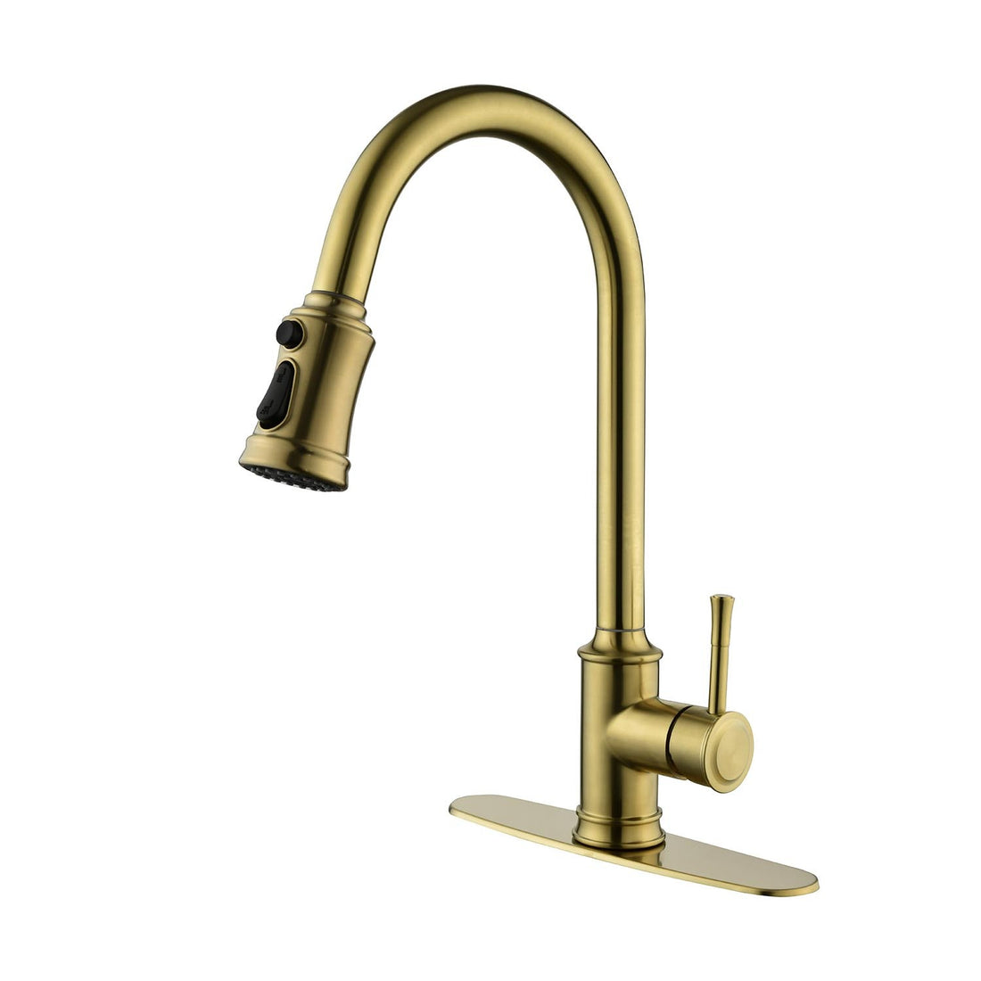 Single Handle High Arc Pull Out Kitchen Faucet,Single Level Stainless Steel Kitchen Sink Faucets With Pull Down Sprayer Brushed Gold Stainless Steel