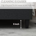 Queen Size Bed Frame Upholstered Bed Frame Platform ,Non Adjustable Headboard Linen Fabric Headboard Wooden Slats Support No Box Spring Needed Easy Assembly Mattress Foundation, Light Gray Queen Dark Gray Metal & Wood