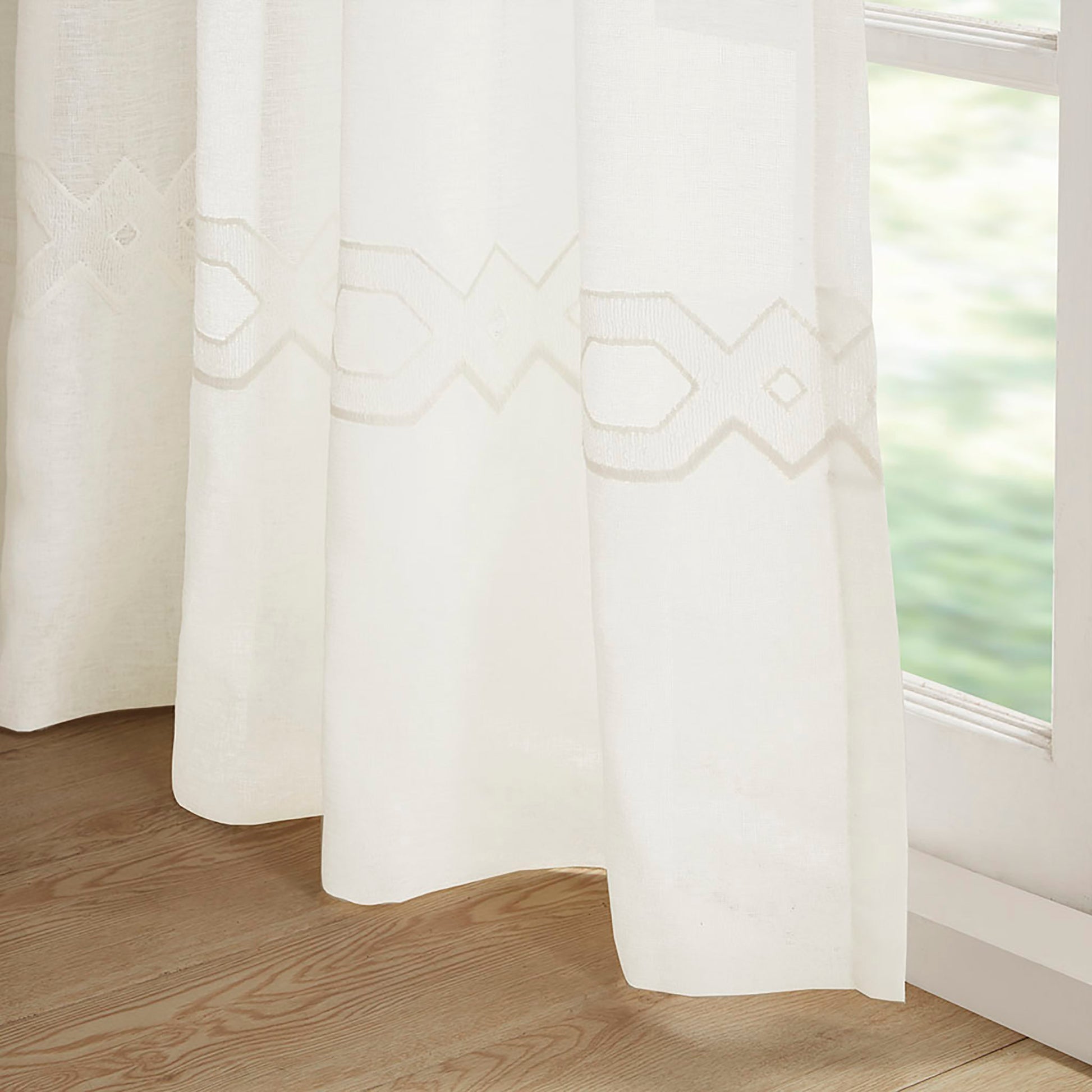 Embroidery Curtain Panel Only 1 Pc Panel White Polyester