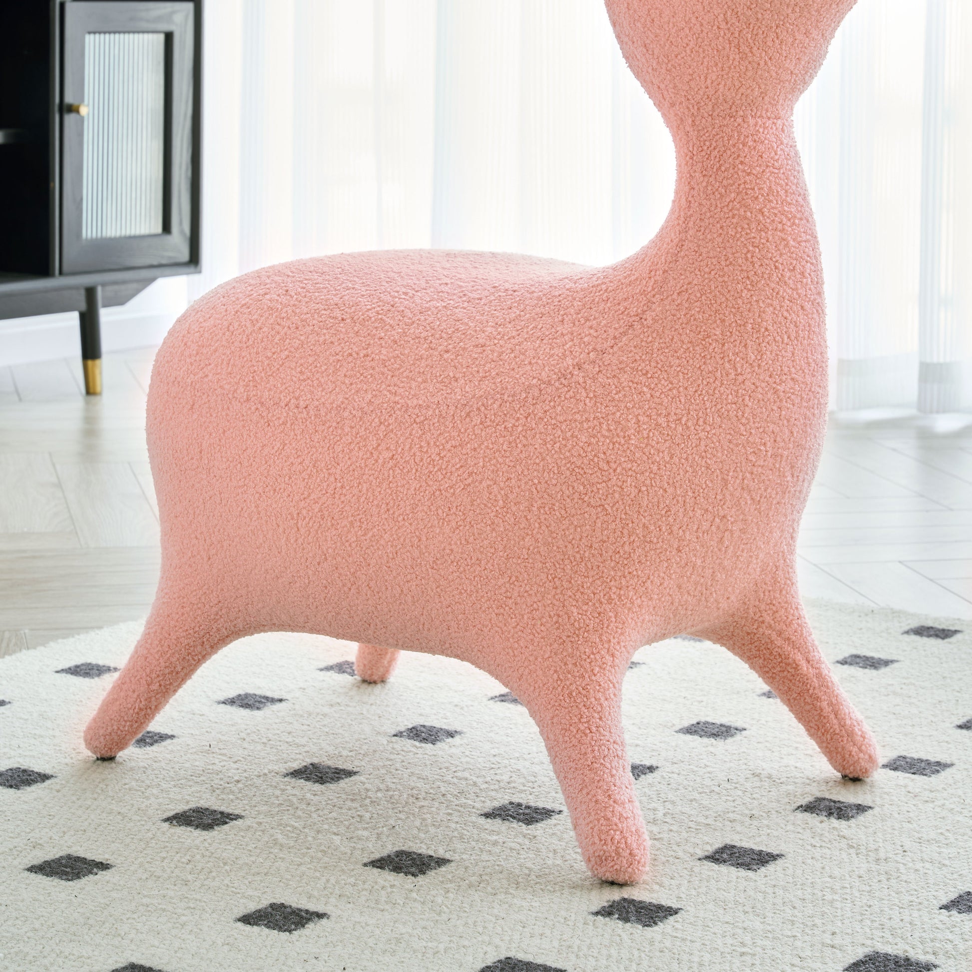 Sherpa Lamb Fabric Gaming Chair, Lambswool Fabric Upholstered Accent Chair For Gaming Room, Living Room, Bedroom Pink Foam