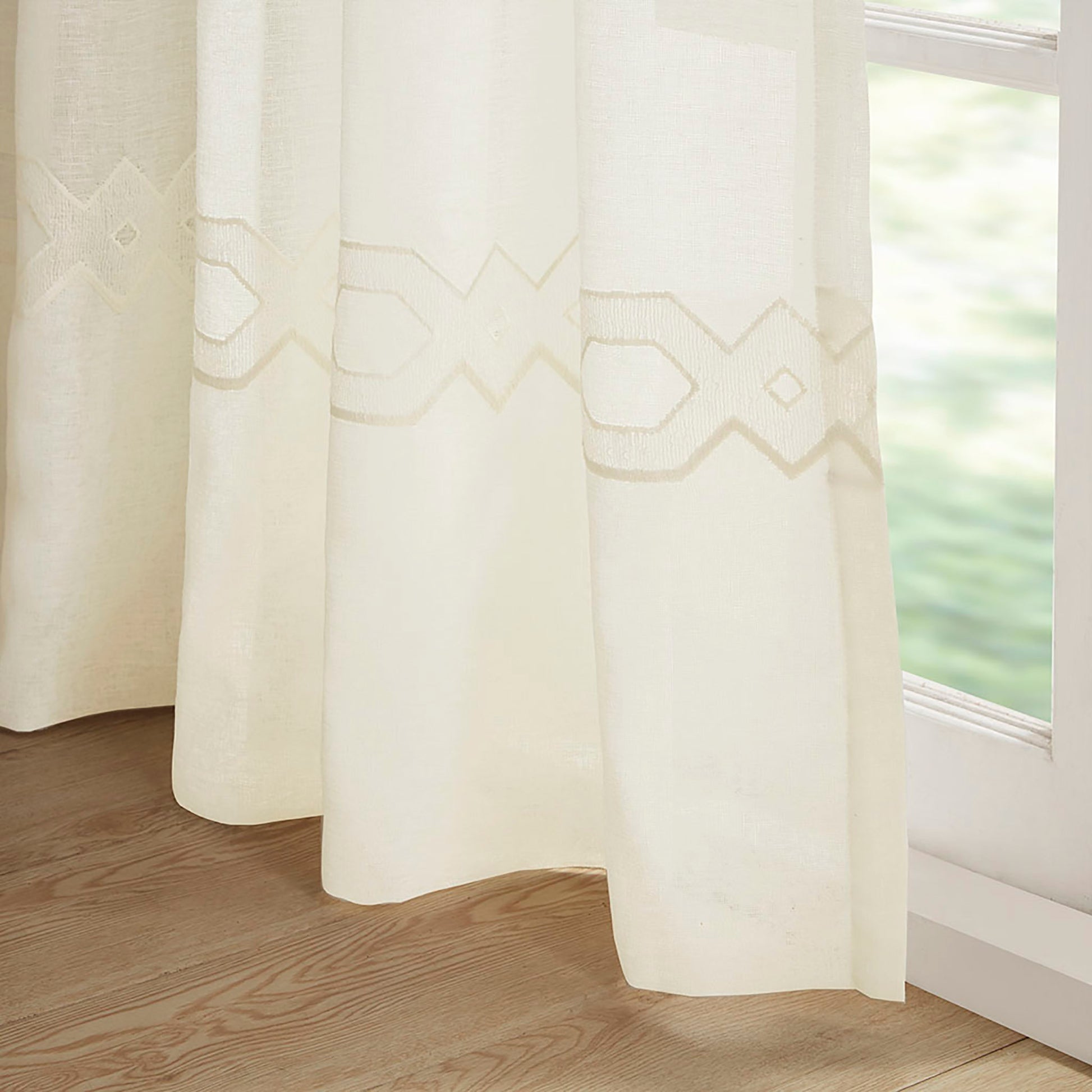 Embroidery Curtain Panel Only 1 Pc Panel Ivory Polyester