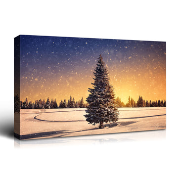 Framed Canvas Wall Art Decor Painting For Chrismas, Chrismas Tree In Dawn Chrismas Gift Painting For Chrismas Gift, Decoration For Chrismas Eve Office Living Room, Bedroom Decor Ready To Han Rectangle Framed Multicolor Christmas Oversized 41In Canvas