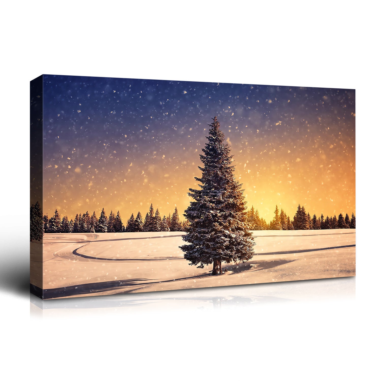 Framed Canvas Wall Art Decor Painting For Chrismas, Chrismas Tree In Dawn Chrismas Gift Painting For Chrismas Gift, Decoration For Chrismas Eve Living Room, Bedroom Decor 4028In Thickness 1.5Inch Rectangle Framed Multicolor Christmas Oversized 41In