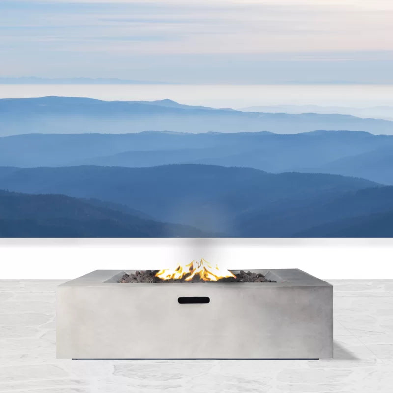 12" H Concrete Outdoor Fire Pit Table Natural Concrete Cm 1010C Natural White Modern Concrete