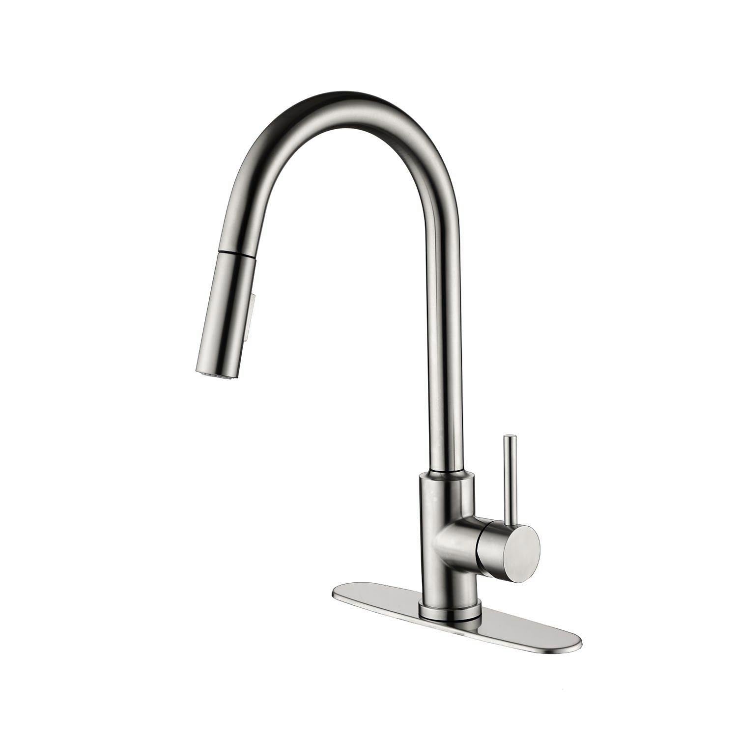 Kitchen Faucet With Pull Down Sprayer Brushed Nickel Stainless Steel