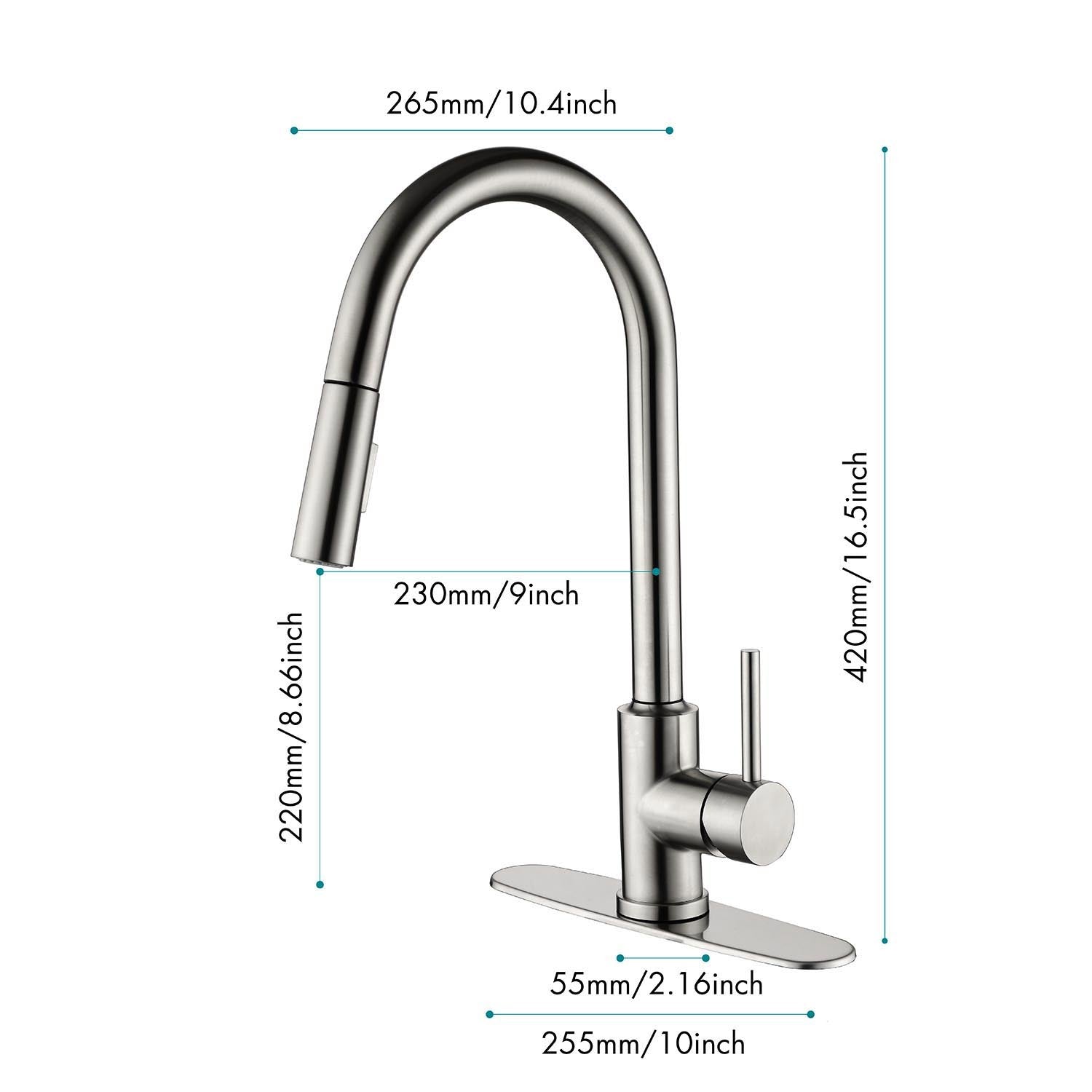 Kitchen Faucet With Pull Down Sprayer Brushed Nickel Stainless Steel