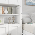 Full Size Murphy Bed With 1 Side Cabinet Storage Shelf, 61.5 Inch Cabinet Bed Folding Wall Bed With Desk Combo Perfect For Guest Room,Study, Office,White Old Sku:Bs300609Aac Box Spring Not Required Full White Wood White Pine Murphy Solid Wood Mdf