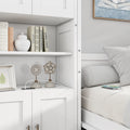 Queen Size Murphy Bed With 1 Side Cabinet Storage Shelf, 68 Inch Cabinet Bed Folding Wall Bed With Desk Combo Perfect For Guest Room, Study, Office,White Old Sku:Bs300491Aac Box Spring Not Required Queen Antique Grey White Wood White Pine Murphy Solid