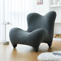 Modern Accent Chair And Ottoman Set, High Back Sherpa Blouce Fabric Armchair With Footstool For Living Room, Lounge, Bedroom, Reading Room, Office Gray Foam