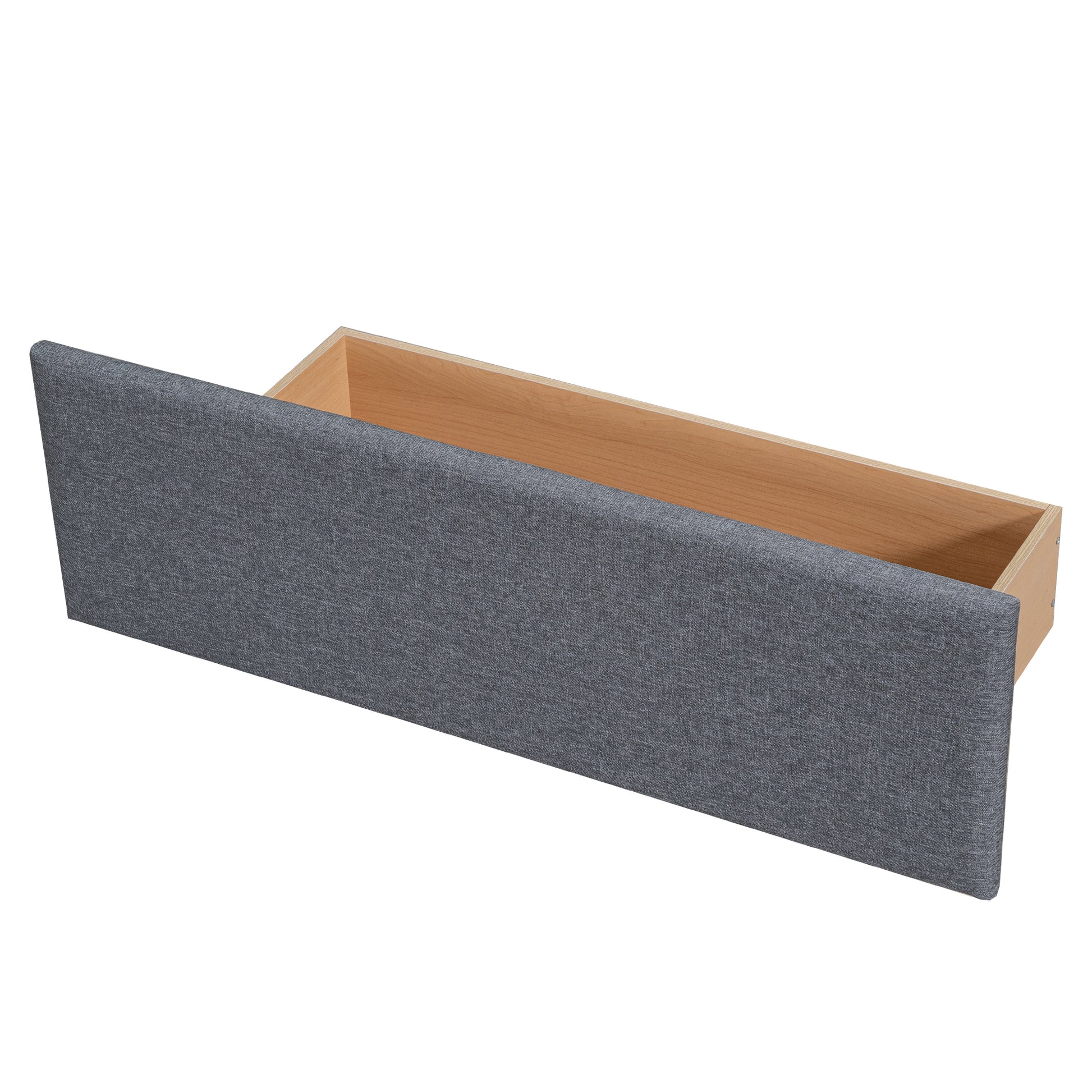 Queen Size Upholstered Platform Bed With Trundle And Drawers, Gray Queen Gray Upholstered
