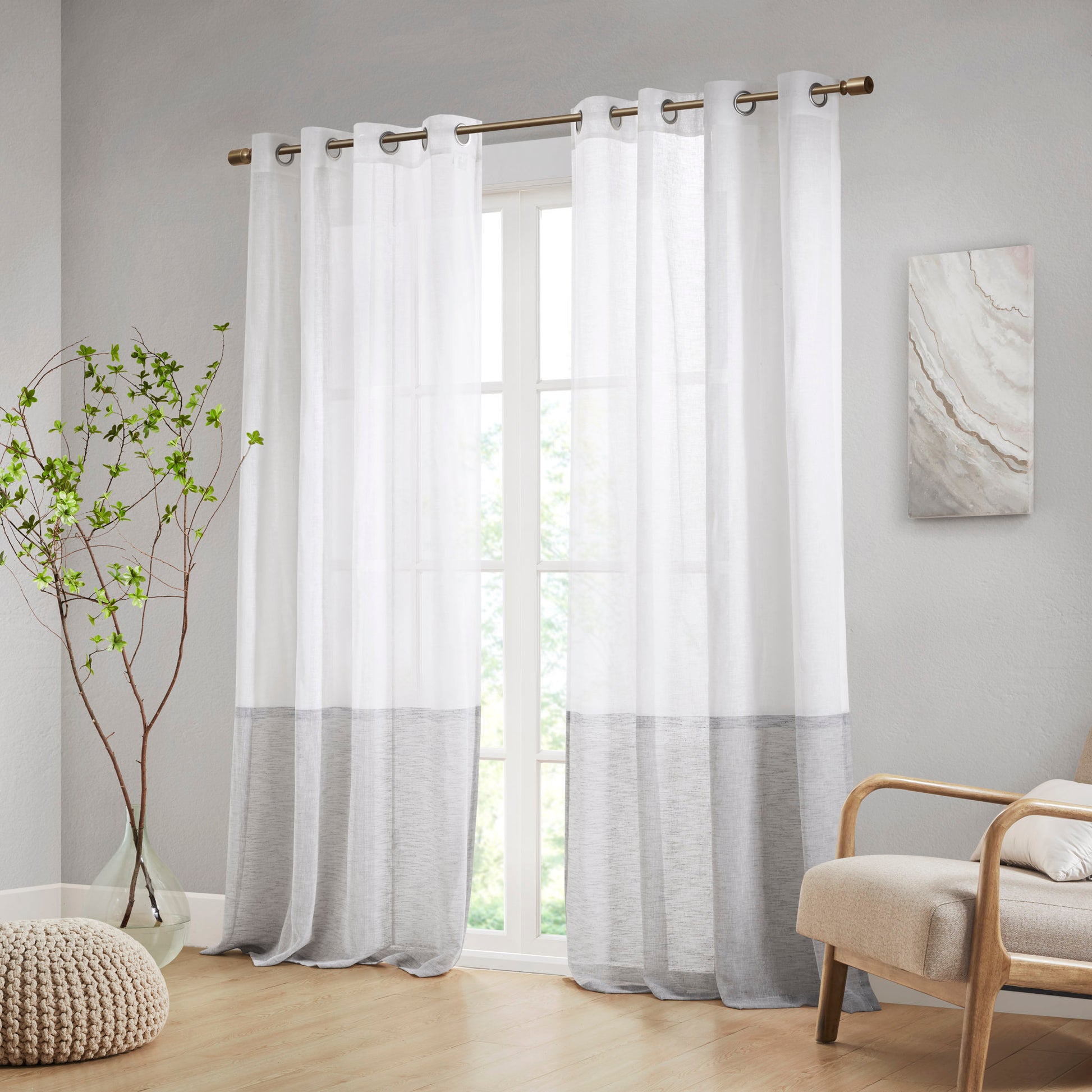 Dual Colored Curtain Panel Only 1 Pc Panel Grey White Polyester