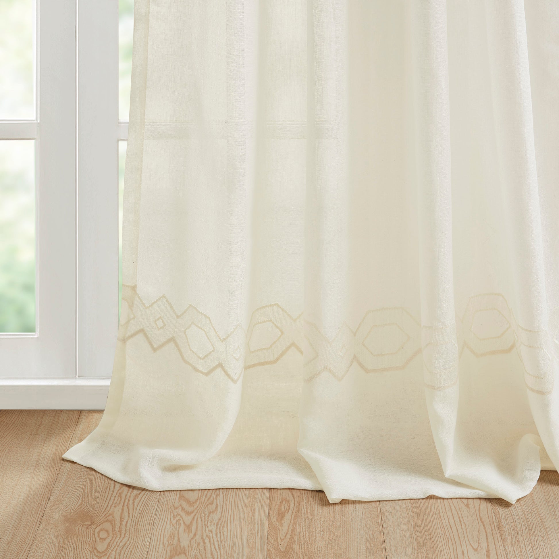 Embroidery Curtain Panel Only 1 Pc Panel Ivory Polyester