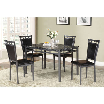 Dining Room Furniture 5Pc Dining Set Table And 4X Chairs Faux Marble Top Table Espresso Pu Upholstered Chairs Kitchen Dinette Espresso Seats 4 Metal Dining Room 48 Inches Casual,Contemporary,Modern 4 Leg Rectangular Dining Table With Chair Pu