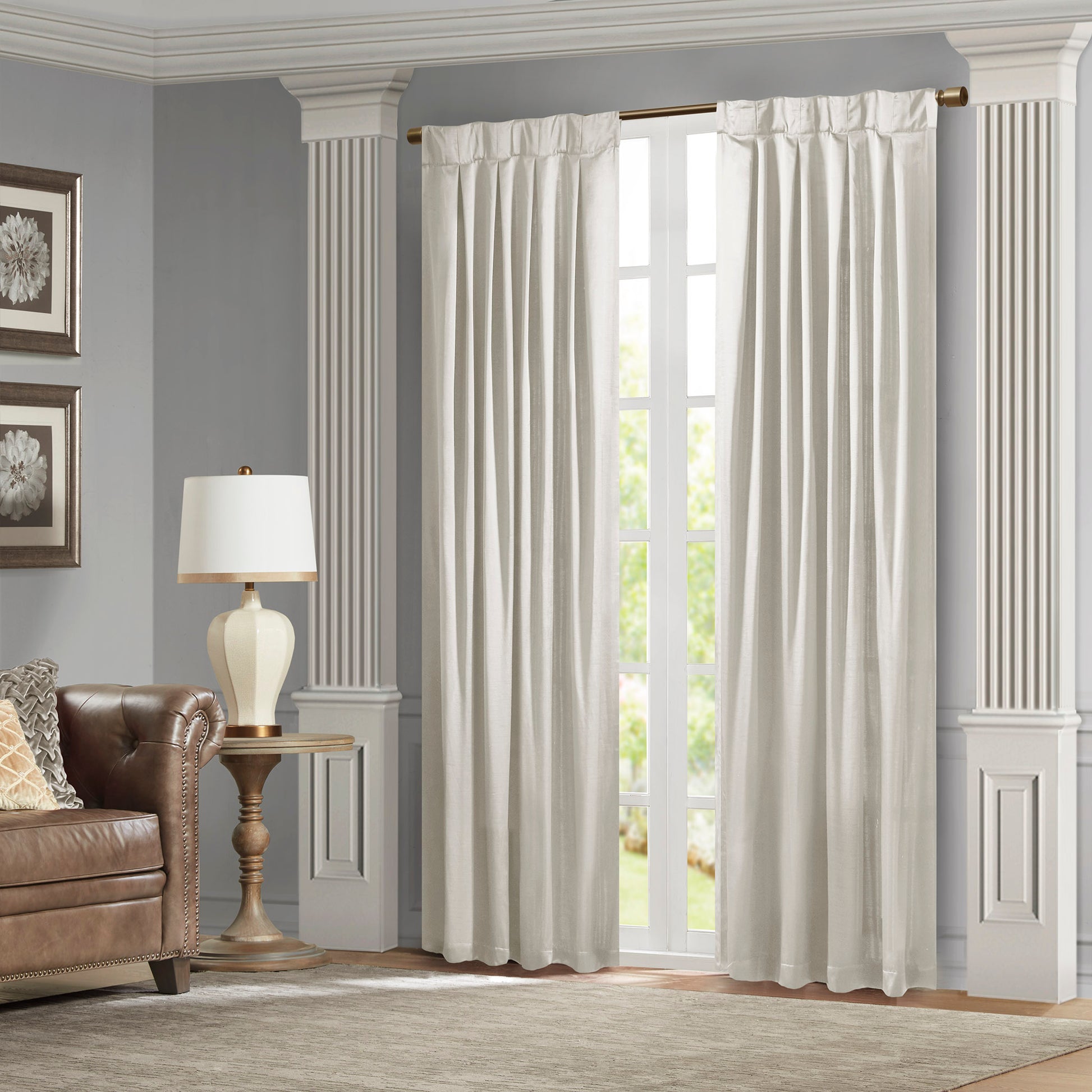 Pleat Curtain Panel With Tieback Only 1 Pc Panel White Polyester