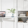 Queen Size Murphy Bed With 1 Side Cabinet Storage Shelf, 68 Inch Cabinet Bed Folding Wall Bed With Desk Combo Perfect For Guest Room, Study, Office,White Old Sku:Bs300491Aac Box Spring Not Required Queen Antique Grey White Wood White Pine Murphy Solid