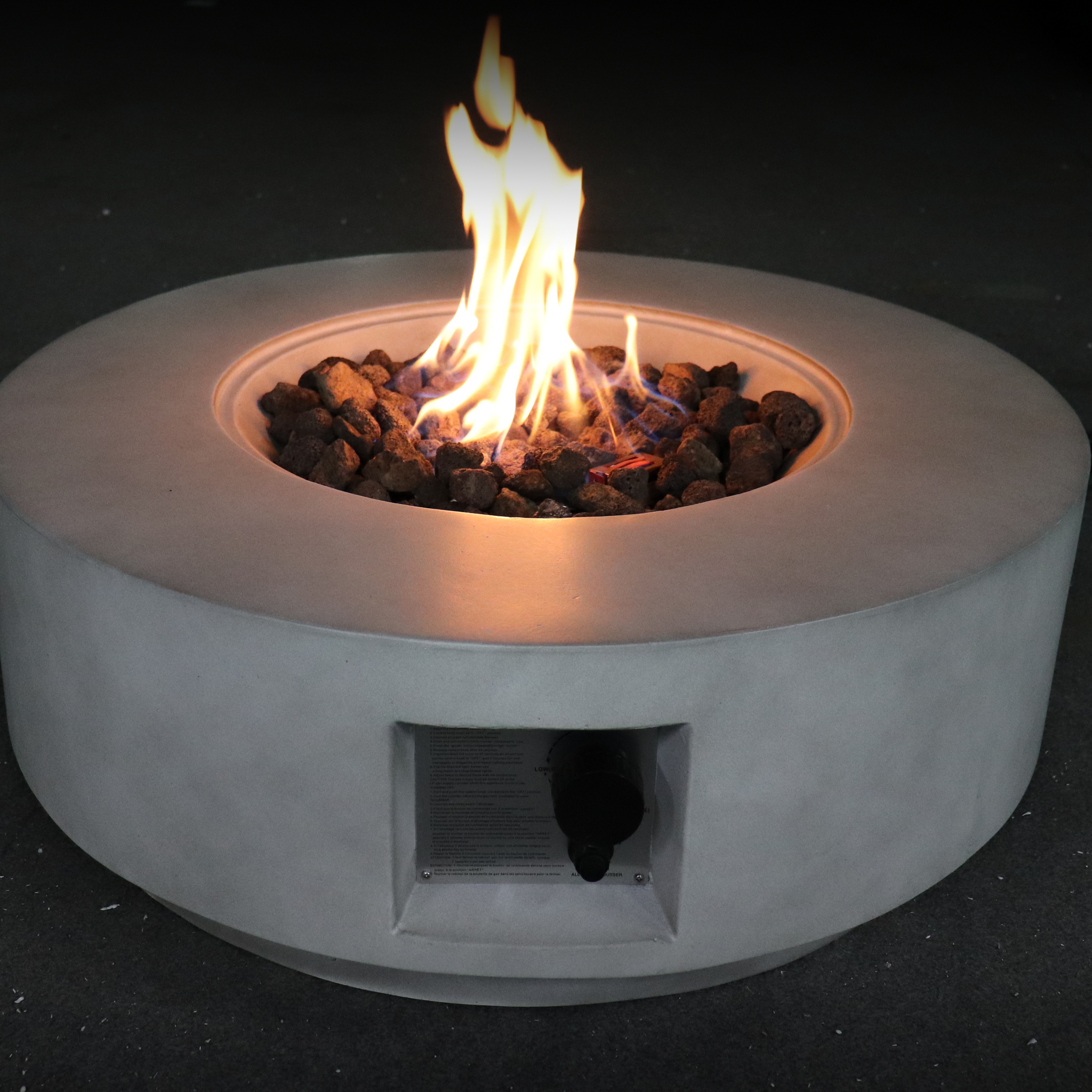 Living Source International 11" H X 30" W Fiber Reinforced Concrete Propane Natural Gas Outdoor Fire Pit Table With Lid Concrete Cm 1003C Gray Modern Concrete