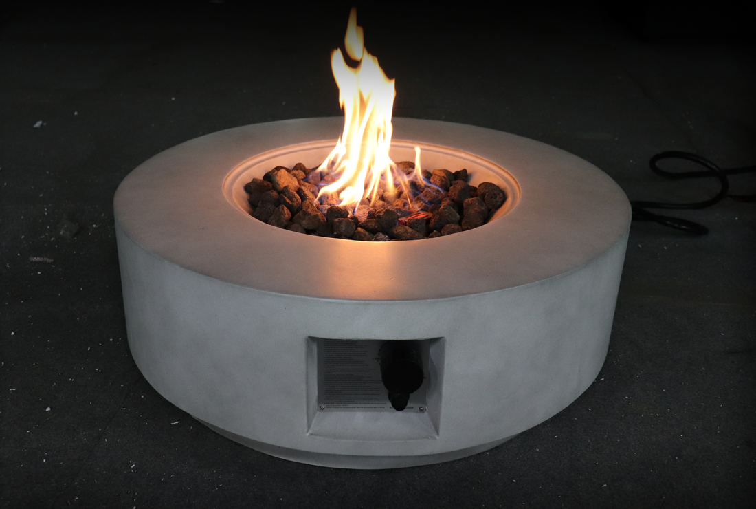 Living Source International 11" H X 30" W Fiber Reinforced Concrete Propane Natural Gas Outdoor Fire Pit Table With Lid Concrete Cm 1003C Gray Modern Concrete