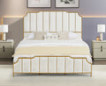 King Size Bed Frame,Upholstered Platform Bed & High Headboard With Wood Slat Support,No Box Spring Needed,Easy Assembly, Velvet White Box Spring Not Required King White Metal Bedroom Bed Frame Velvet Metal