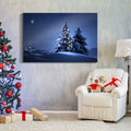 Framed Canvas Wall Art Decor Painting For Chrismas, Lighted Pine Tree At Night Chrismas Gift Painting For Chrismas Gift, Decoration For Chrismas Eve Office Living Room, Bedroom Decor Ready To Han Rectangle Framed Multicolor Christmas Oversized 41In