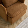 Modern Accent Chair, Sherpa Upholstered Cozy Comfy Armchair, Furry Reading Chair With Slim Armrest, Fuzzy Single Club Sofa Chairs For Living Room Bedroom Waiting Room Office Ivory Orange Foam Solid Wood