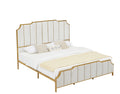 King Size Bed Frame,Upholstered Platform Bed & High Headboard With Wood Slat Support,No Box Spring Needed,Easy Assembly, Velvet White Box Spring Not Required King White Metal Bedroom Bed Frame Velvet Metal