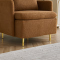 Modern Accent Chair, Sherpa Upholstered Cozy Comfy Armchair, Furry Reading Chair With Slim Armrest, Fuzzy Single Club Sofa Chairs For Living Room Bedroom Waiting Room Office Ivory Orange Foam Solid Wood
