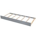 Queen Size Wood Storage Platform Bed With Led, 2 Drawers And 1 Twin Size Trundle, Gray Box Spring Not Required Queen Gray Wood Bedroom Bed Frame Solid Wood Mdf