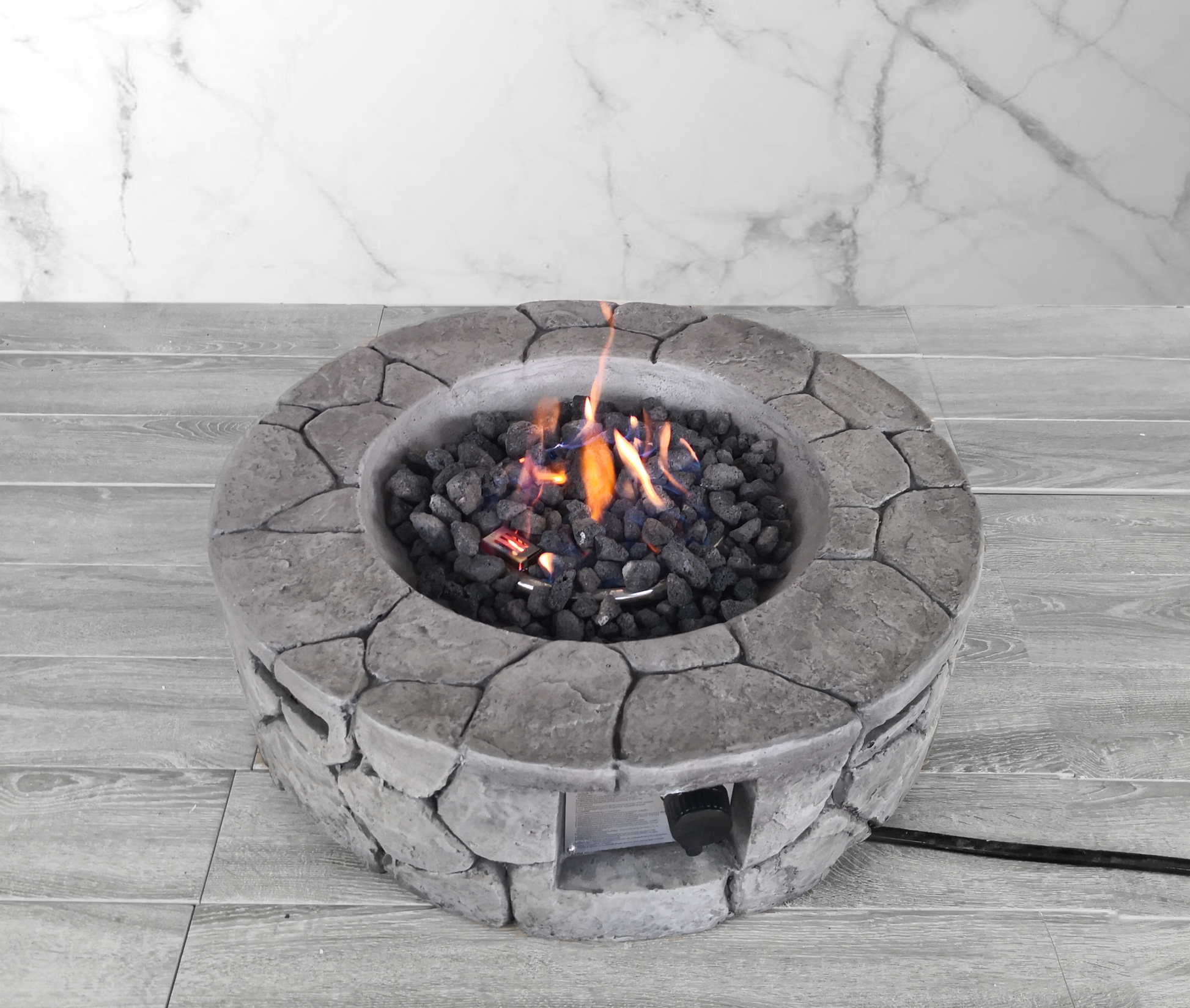 Living Source International 9'' H X 28'' W Fiber Reinforced Concrete Outdoor Fire Pit Stone Gray Stone Gray Modern Concrete