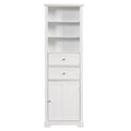 Tall Bathroom Storage Cabinet,Cabinet With One Door And Two Drawers, Freestanding Storage Adjustable Shelf, Mdf Board,White White Mdf